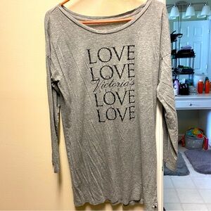 Victoria Secret Long Nightgown, long Sleeve, Size S, Gray